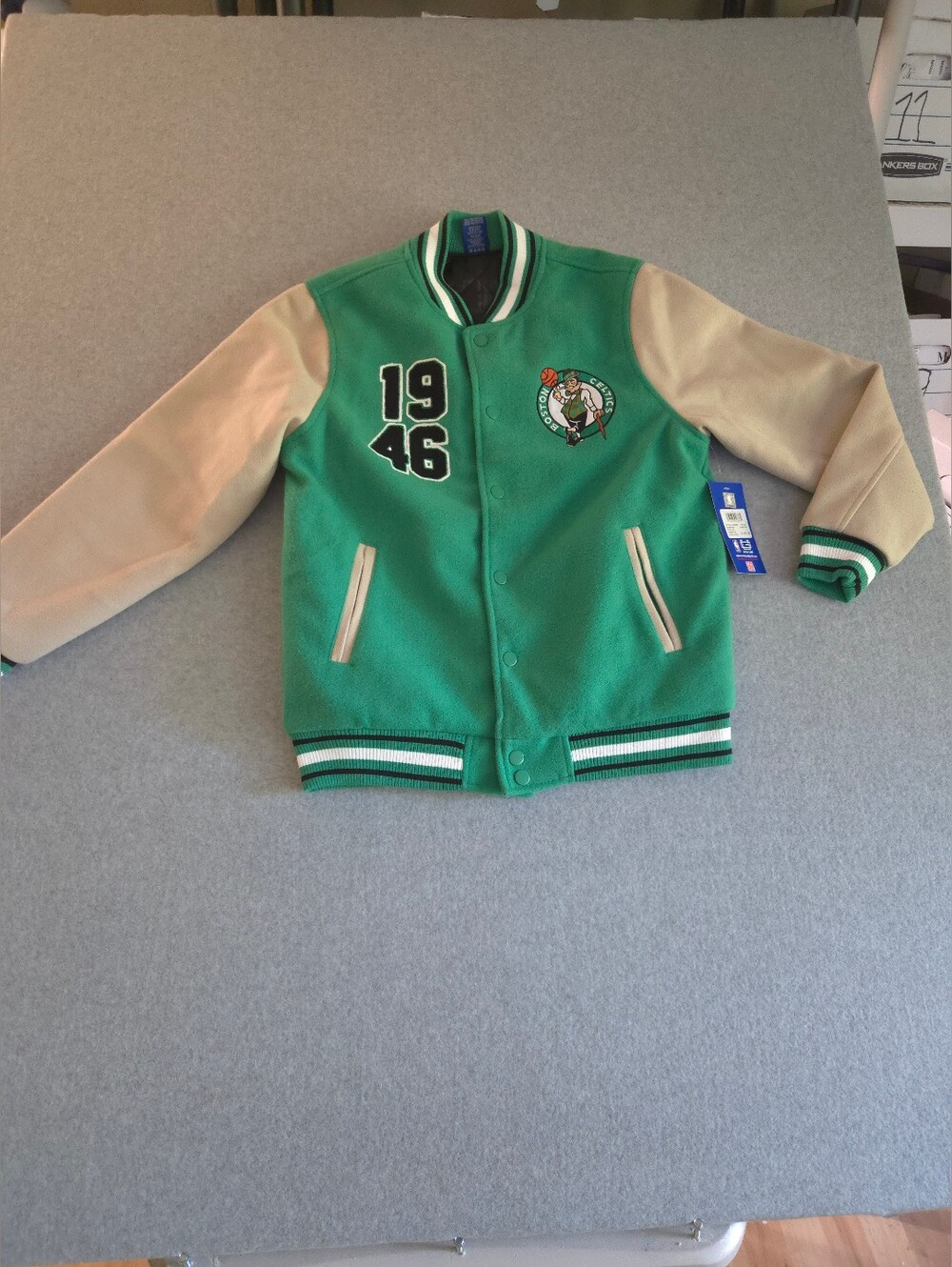 Boston Celtics Flight NBA Snap Up Basketball Varsity Jacket Ultra Game Small